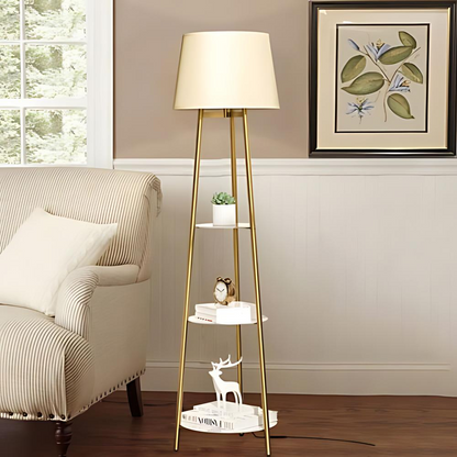 Tall Floor Lamp with 3-Tier Marble Shelves - The Grand Bazaar of Australia