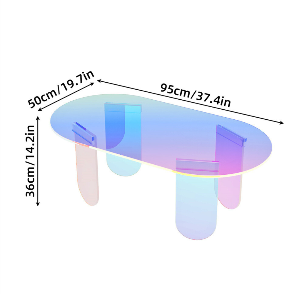 Shatterproof Iridescent Clear Acrylic Coffee Table - The Grand Bazaar of Australia