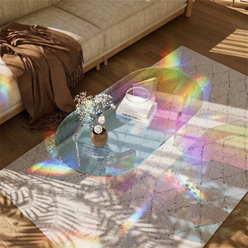 Shatterproof Iridescent Clear Acrylic Coffee Table - The Grand Bazaar of Australia