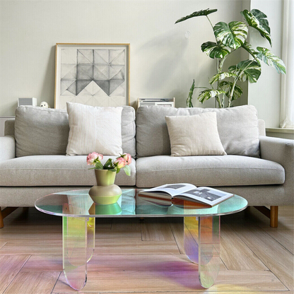 Shatterproof Iridescent Clear Acrylic Coffee Table - The Grand Bazaar of Australia