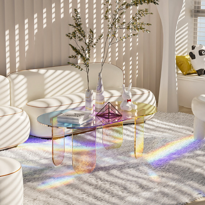 Shatterproof Iridescent Clear Acrylic Coffee Table - The Grand Bazaar of Australia
