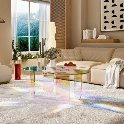 Shatterproof Iridescent Clear Acrylic Coffee Table - The Grand Bazaar of Australia