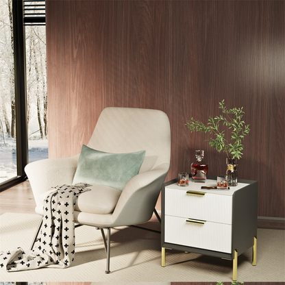 Modern White Nightstand with Storage Drawers - The Grand Bazaar of Australia
