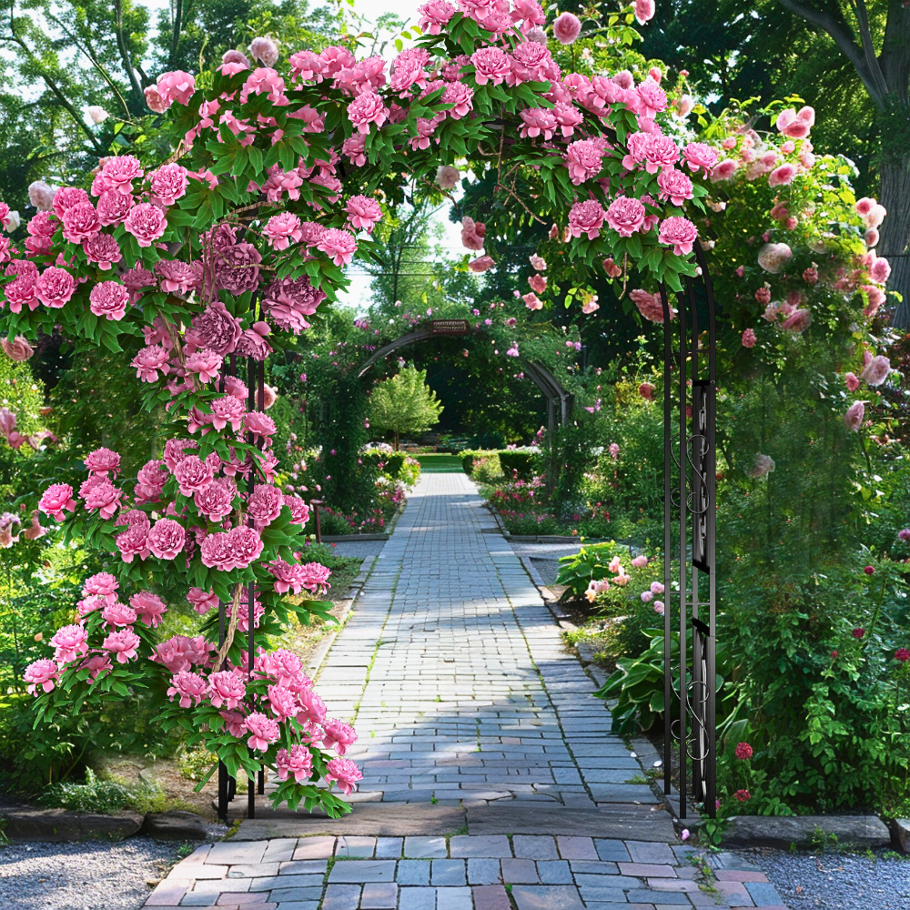 Garden Arches Outdoor Black Metal Arbor for Climbing Plants - The Grand Bazaar of Australia