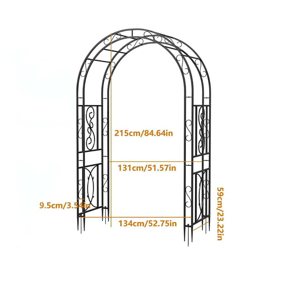 Garden Arches Outdoor Black Metal Arbor for Climbing Plants - The Grand Bazaar of Australia