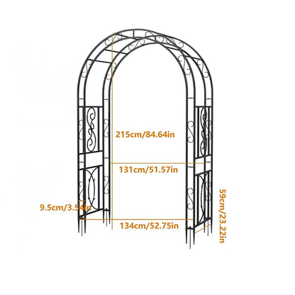 Garden Arches Outdoor Black Metal Arbor for Climbing Plants - The Grand Bazaar of Australia