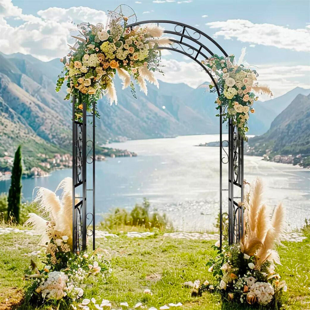 Garden Arches Outdoor Black Metal Arbor for Climbing Plants - The Grand Bazaar of Australia