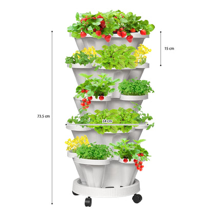 GREENHAVEN 5-Tier Stackable Planter, Indoor and Outdoor Gardening Planter with Removable Wheels and Tools - The Grand Bazaar of Australia
