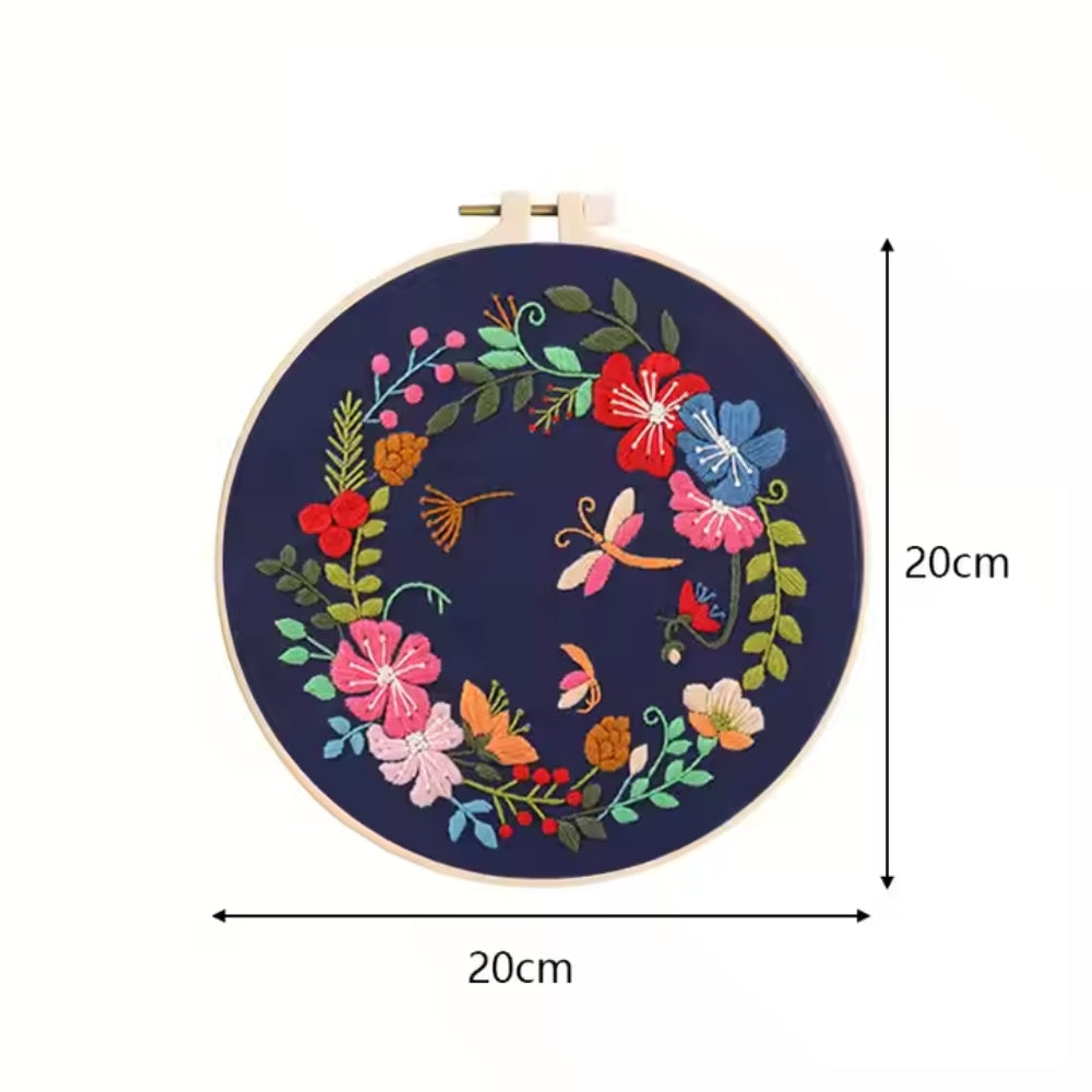 DIY Flowers Pattern Embroidery Kits Craft Beginner Needlepoint Hoop Cross Stitch - The Grand Bazaar of Australia