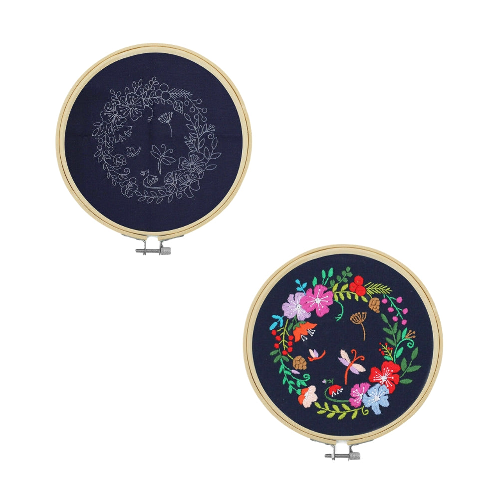 DIY Flowers Pattern Embroidery Kits Craft Beginner Needlepoint Hoop Cross Stitch - The Grand Bazaar of Australia