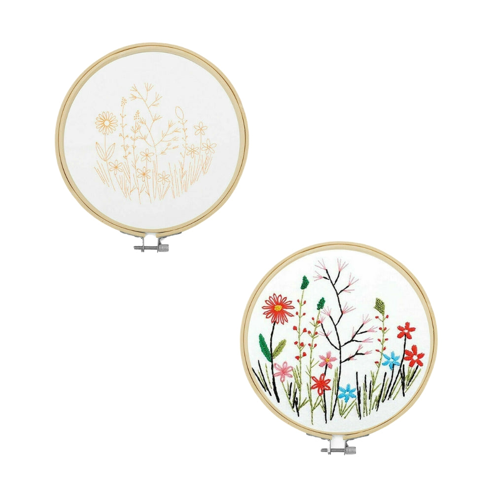 DIY Flowers Pattern Embroidery Kits Craft Beginner Needlepoint Hoop Cross Stitch - The Grand Bazaar of Australia