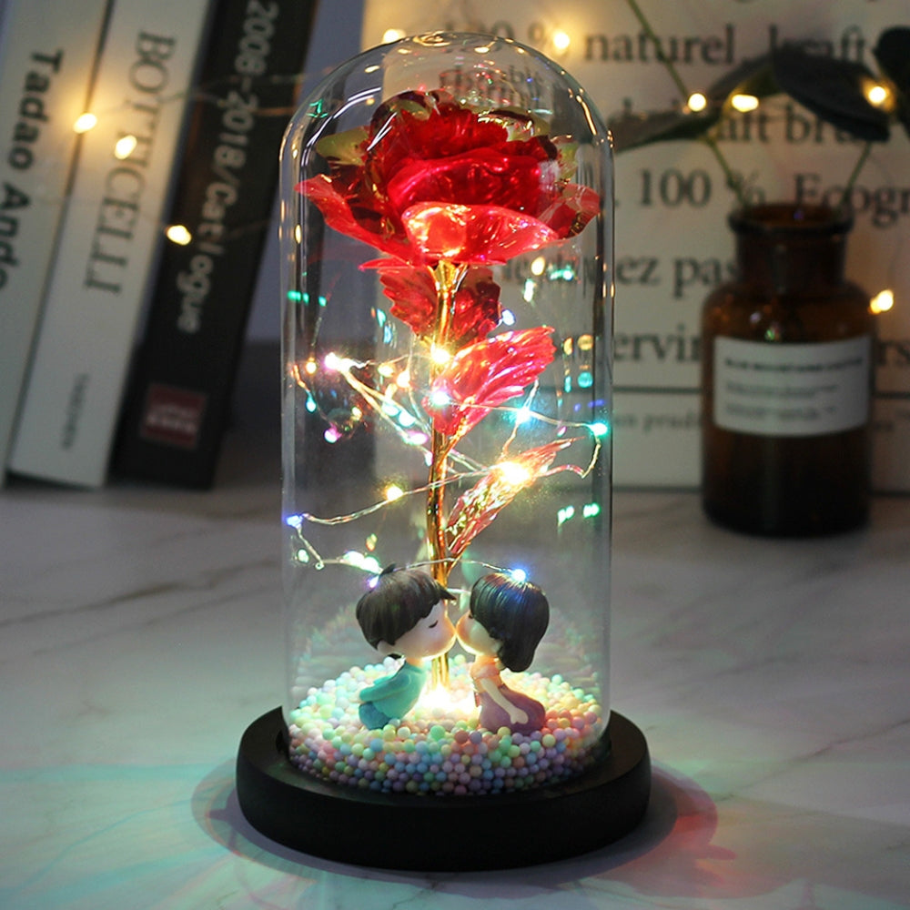 LED Glass Dome LED Enchanted Galaxy Rose with Fairy Lights in Dome - The Grand Bazaar of Australia