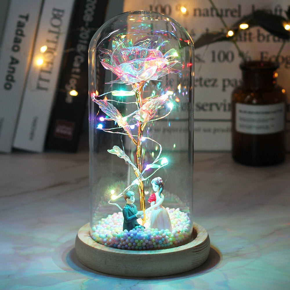 LED Glass Dome LED Enchanted Galaxy Rose with Fairy Lights in Dome - The Grand Bazaar of Australia