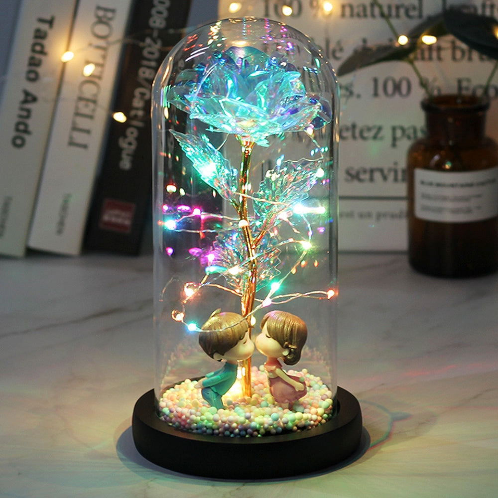 LED Glass Dome LED Enchanted Galaxy Rose with Fairy Lights in Dome - The Grand Bazaar of Australia