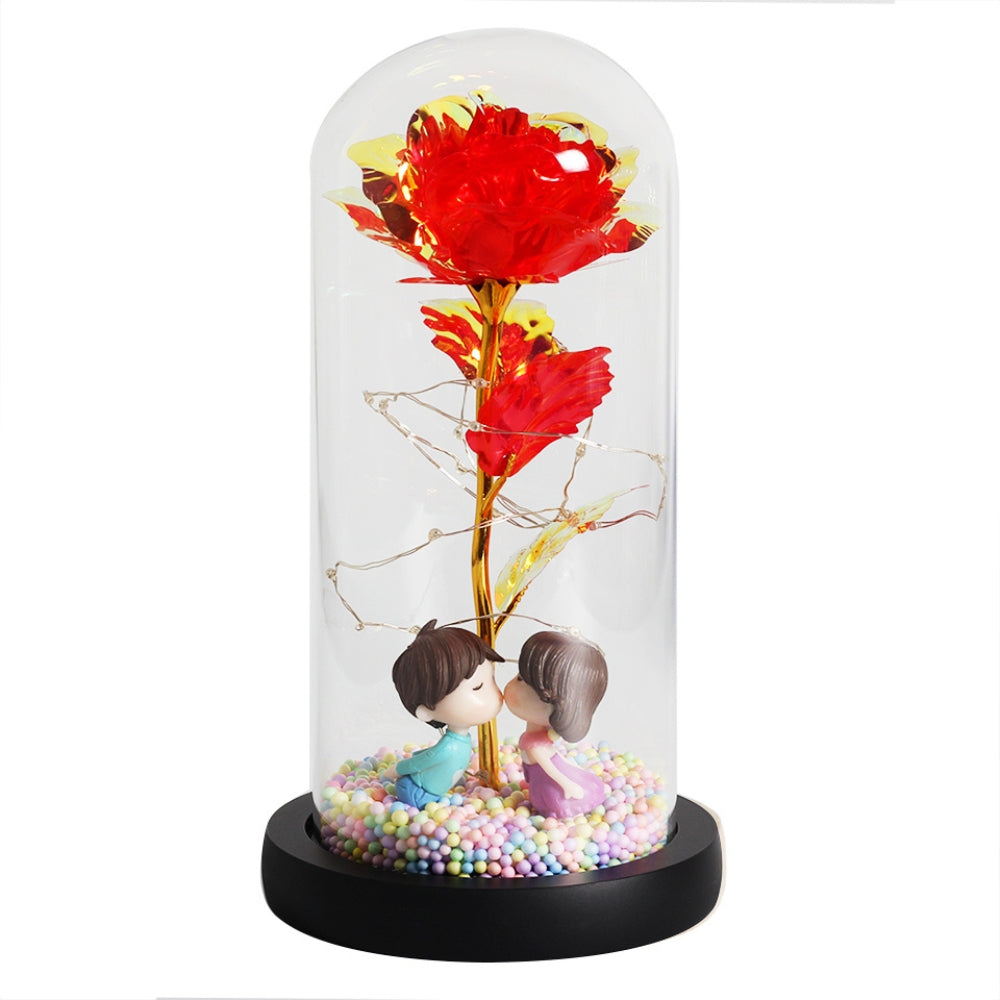 LED Glass Dome LED Enchanted Galaxy Rose with Fairy Lights in Dome - The Grand Bazaar of Australia