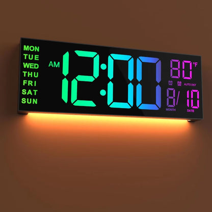 Large Digital Wall Clock with Remote Control 8 RGB Colors Digital Alarm Clock - The Grand Bazaar of Australia