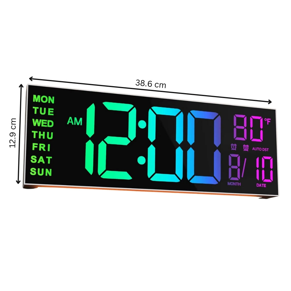 Large Digital Wall Clock with Remote Control 8 RGB Colors Digital Alarm Clock - The Grand Bazaar of Australia