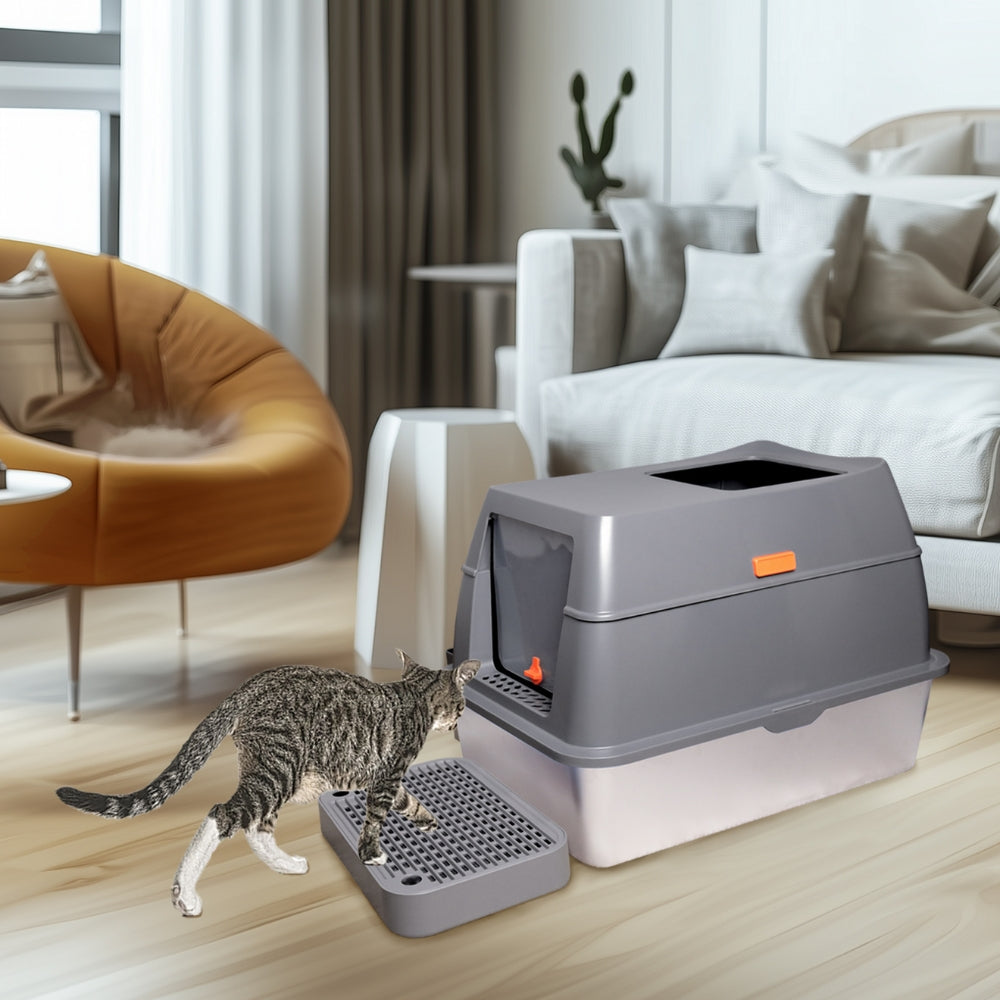 Enclosed Cat Litter Box Front Top Exit Cat Toilet Boxes with Lid - The Grand Bazaar of Australia
