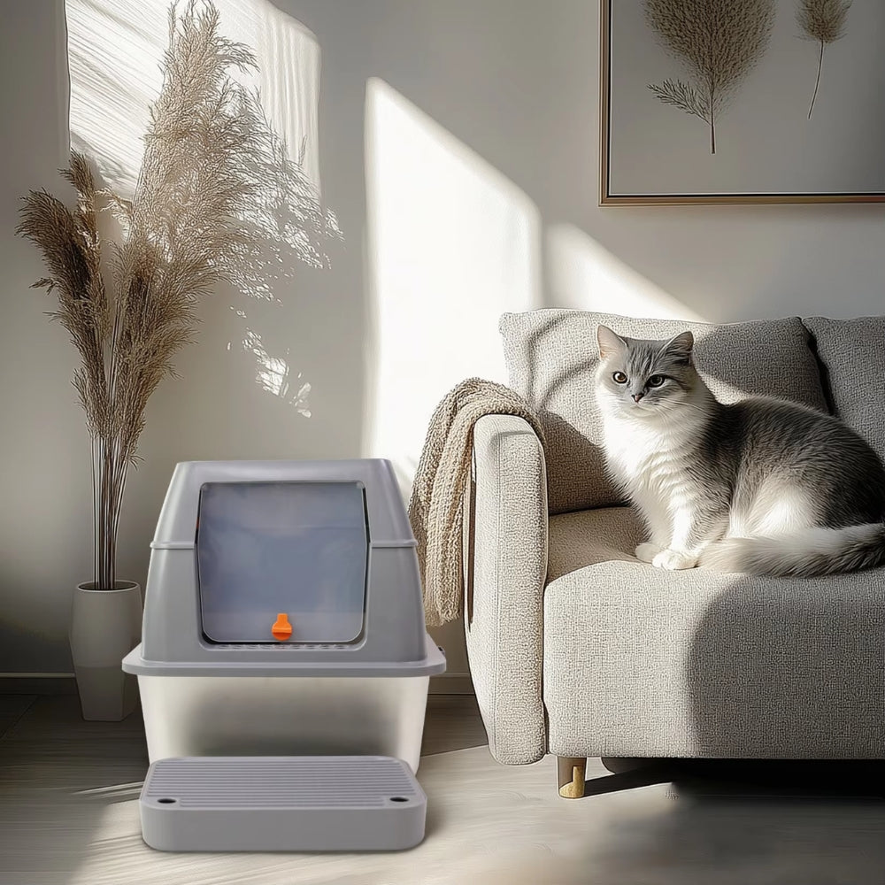 Enclosed Cat Litter Box Front Top Exit Cat Toilet Boxes with Lid - The Grand Bazaar of Australia