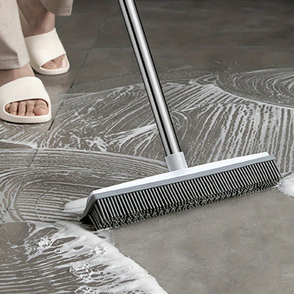 Rubber Broom Carpet Rake with Squeegee Long Handle for Pet Hair Fur Remover Broom - The Grand Bazaar of Australia