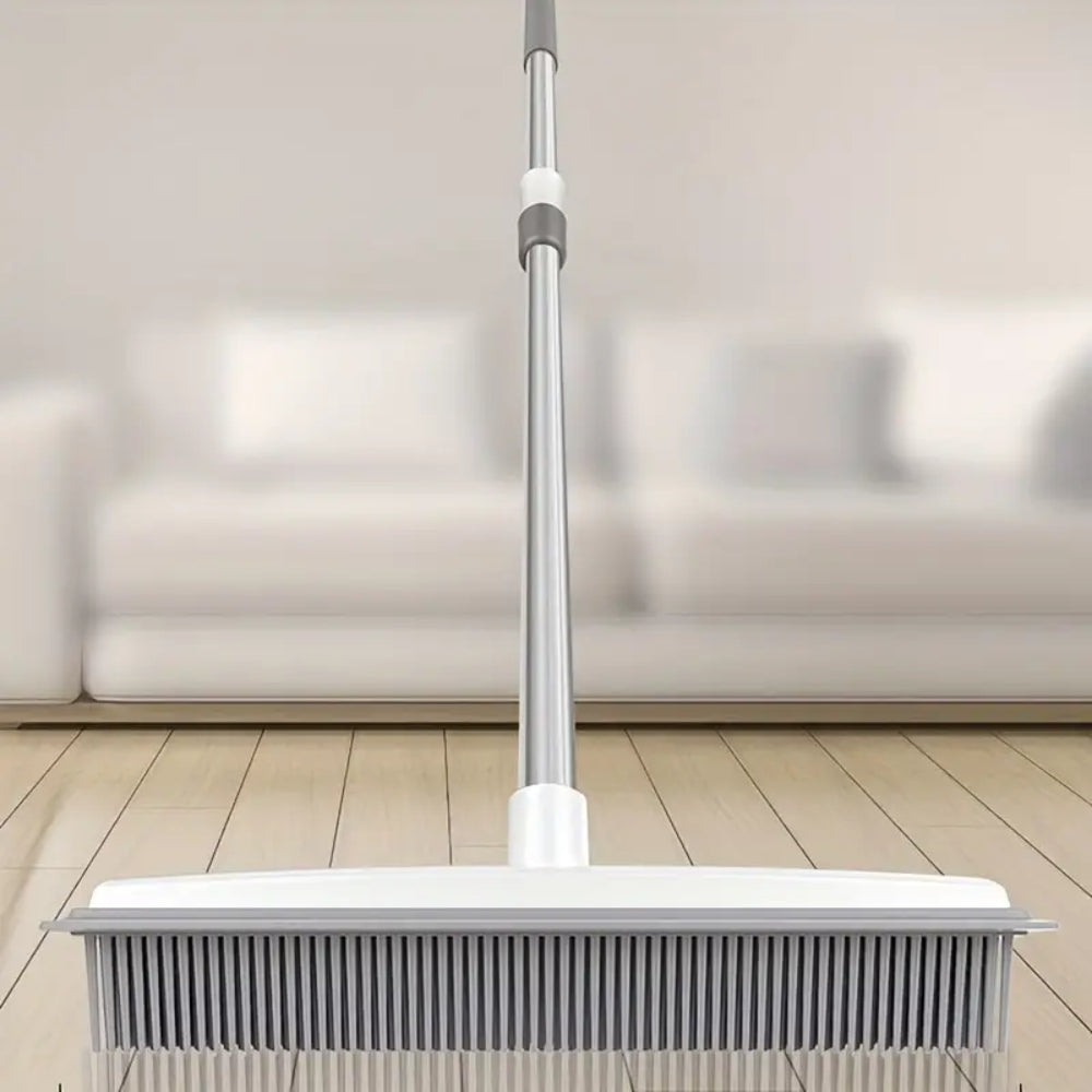 Rubber Broom Carpet Rake with Squeegee Long Handle for Pet Hair Fur Remover Broom - The Grand Bazaar of Australia