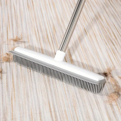 Rubber Broom Carpet Rake with Squeegee Long Handle for Pet Hair Fur Remover Broom - The Grand Bazaar of Australia