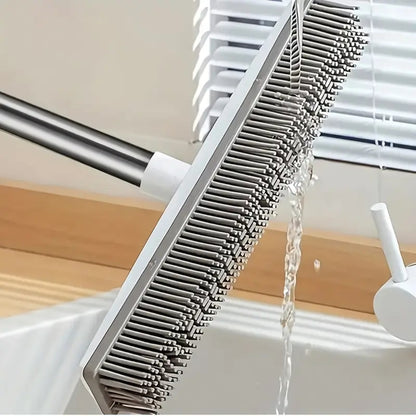 Rubber Broom Carpet Rake with Squeegee Long Handle for Pet Hair Fur Remover Broom - The Grand Bazaar of Australia