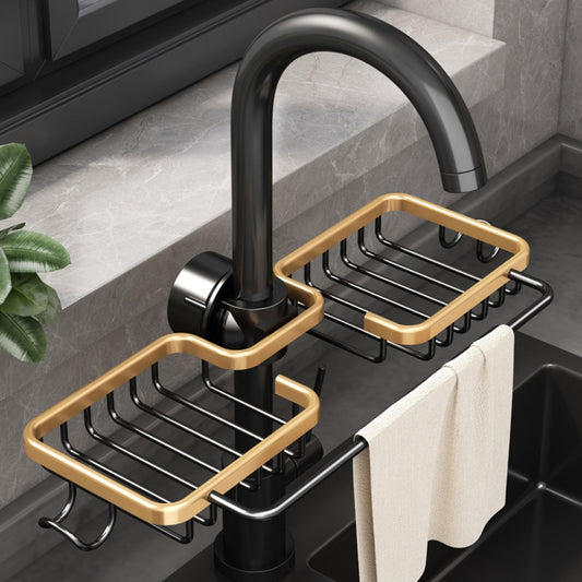 Kitchen Space Aluminum Sink Drain Rack Sponge Storage Faucet - The Grand Bazaar of Australia