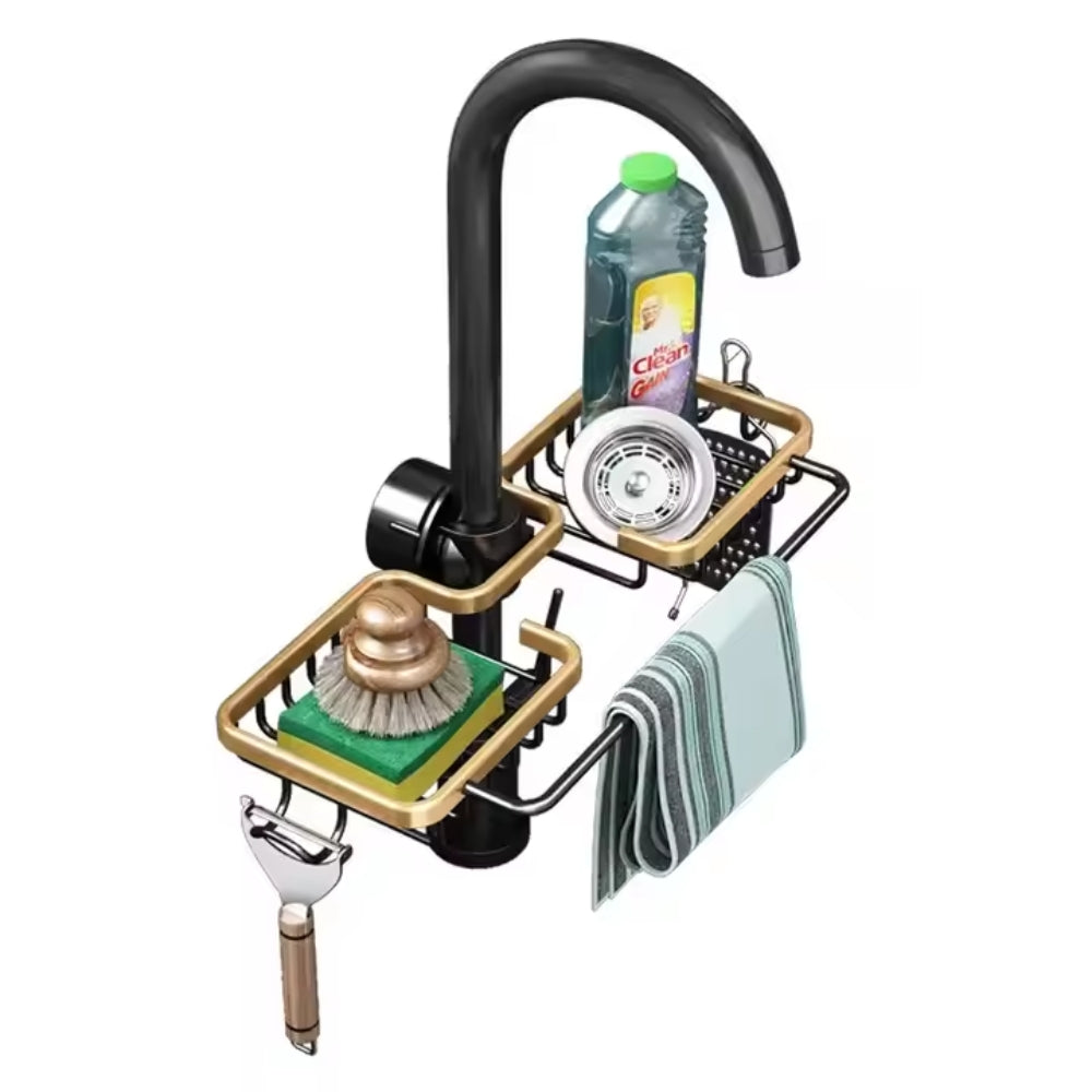 Kitchen Space Aluminum Sink Drain Rack Sponge Storage Faucet - The Grand Bazaar of Australia
