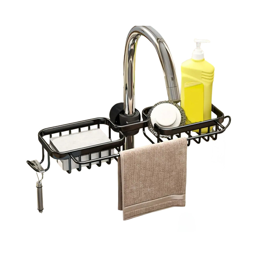 Kitchen Space Aluminum Sink Drain Rack Sponge Storage Faucet - The Grand Bazaar of Australia