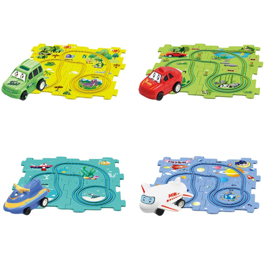DIY Car Track Puzzle Play Set Preschool Educational Montessori Toy