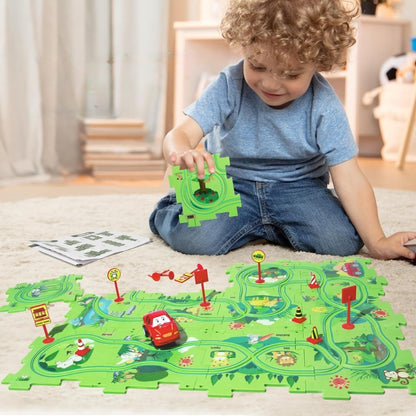 DIY Car Track Puzzle Play Set Preschool Educational Montessori Toy