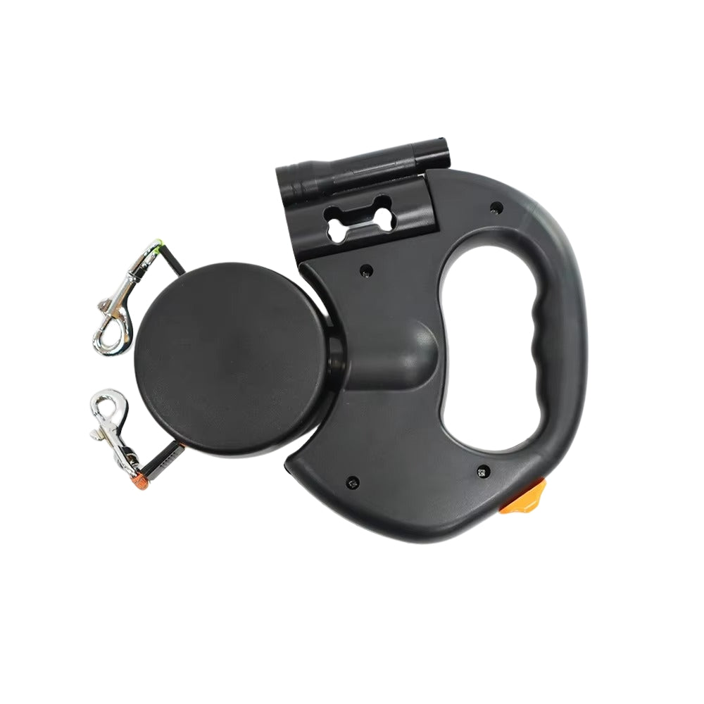 Retractable Dual Dog Leash with LED Light and Independent Braking