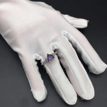 Heart-Shaped Amethyst 925 Silver Ring – Elegant Promise & Wedding Jewelry for Women