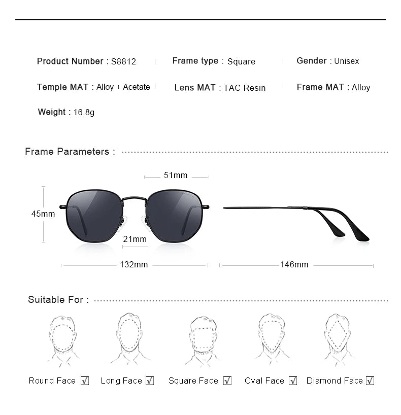 Classic Polarized Square Sunglasses – Model S8812