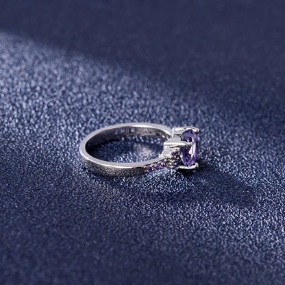 Heart-Shaped Amethyst 925 Silver Ring – Elegant Promise & Wedding Jewelry for Women
