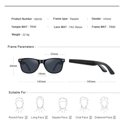 Men’s Classic Retro Square Polarized Sunglasses – Model S8318