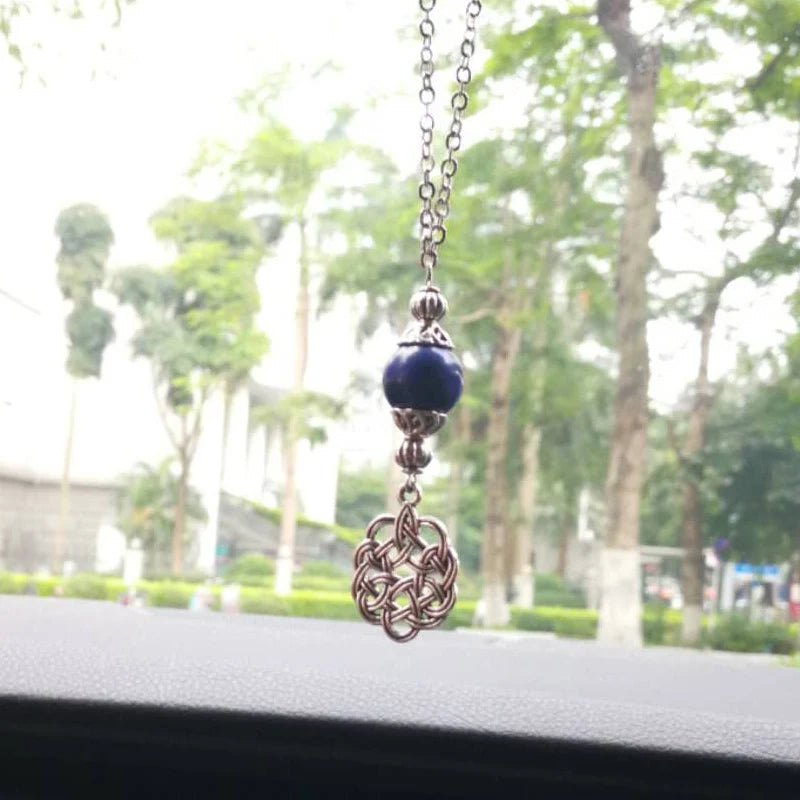 Natural Gemstone Car Ornament Pendant – Rear View Mirror Decoration | Islamic Auto Interior Accessory | Arabic Gift Bracelet