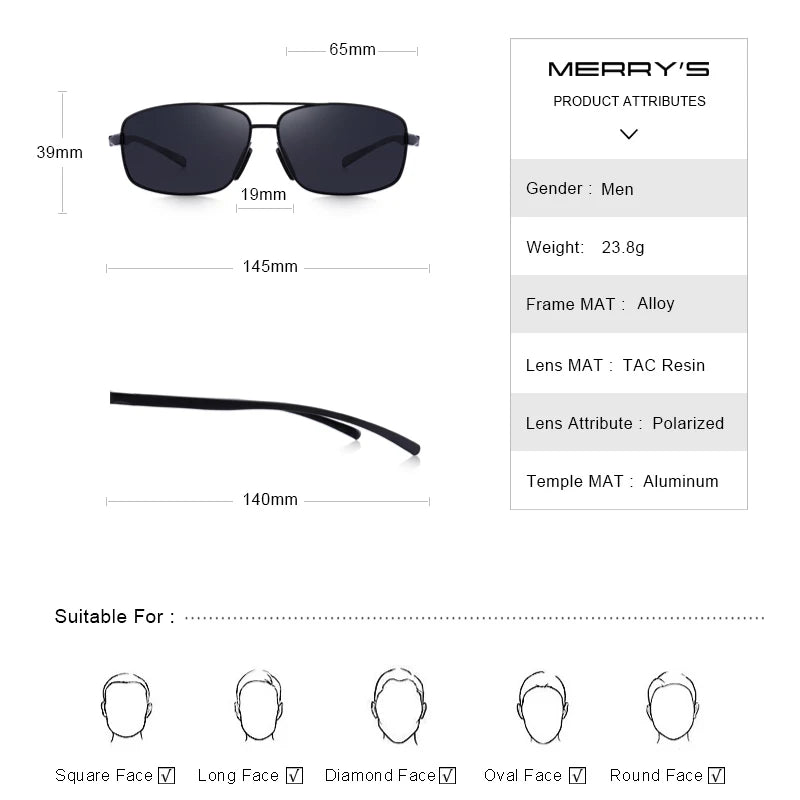 Men’s Polarized Rectangle Sunglasses – Model S8398