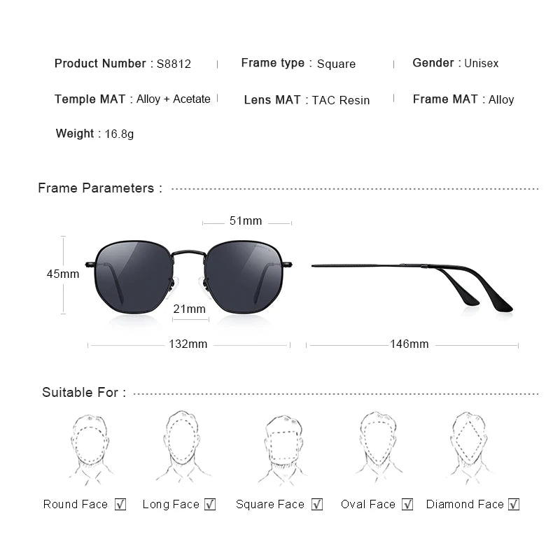 Classic Polarized Square Sunglasses – Model S8812