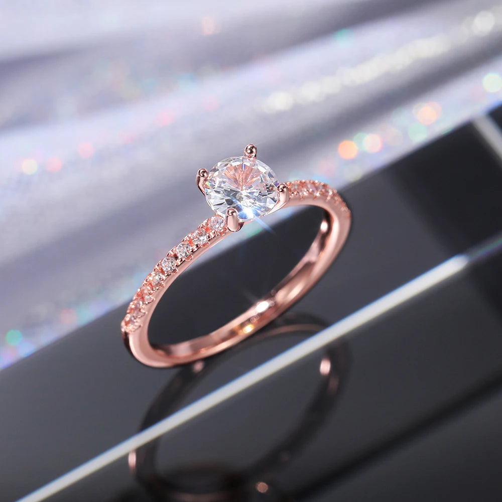 Captivating Classic Engagement Ring with Round Zirconia Gem