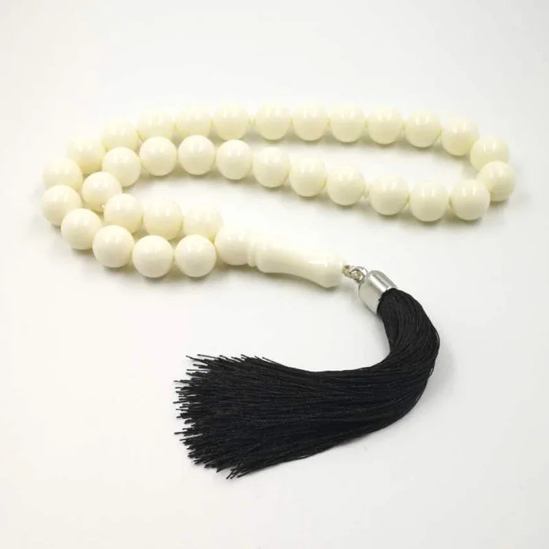 Resin Tasbih Imitation ivory color Misbaha 33 Beads white muslim man rosary Mastkhan prayer beads Islamic bracelet Eid gift