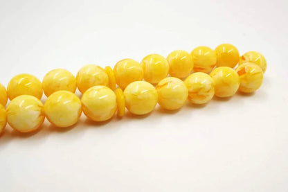 Royal Elegance: Yellow Resin Tasbih Bracelet with Handmade Turkish Tassels – 33 Beads Islamic Prayer Misbaha