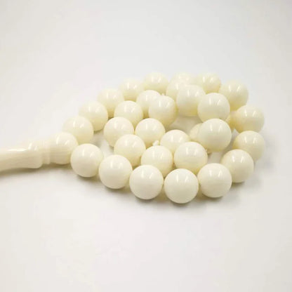 Resin Tasbih Imitation ivory color Misbaha 33 Beads white muslim man rosary Mastkhan prayer beads Islamic bracelet Eid gift