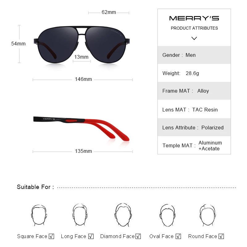 Men's Polarized Pilot Sunglasses – Model S8611N
