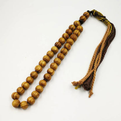 Elegant Simplicity: Natural Beech Wood Tasbih with Cotton Tassel – Handcrafted Islamic Prayer Beads for Men