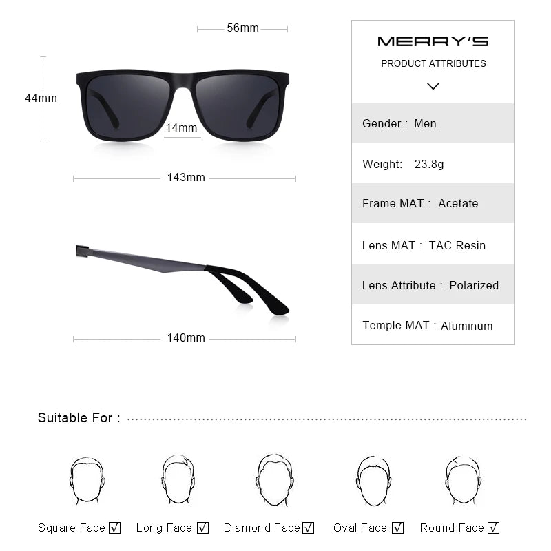 Men's Classic Square Polarized Sunglasses – Model S8250N