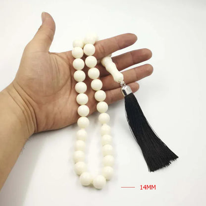 Resin Tasbih Imitation ivory color Misbaha 33 Beads white muslim man rosary Mastkhan prayer beads Islamic bracelet Eid gift