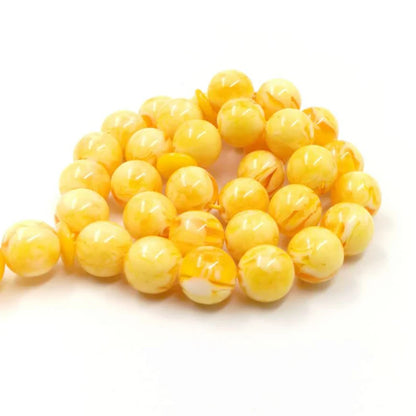 Royal Elegance: Yellow Resin Tasbih Bracelet with Handmade Turkish Tassels – 33 Beads Islamic Prayer Misbaha
