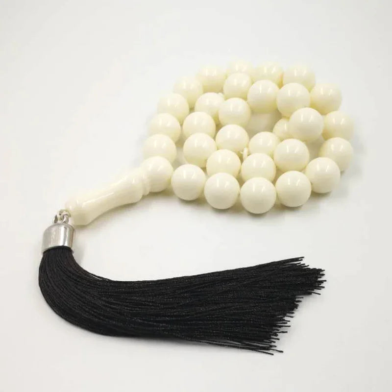 Resin Tasbih Imitation ivory color Misbaha 33 Beads white muslim man rosary Mastkhan prayer beads Islamic bracelet Eid gift